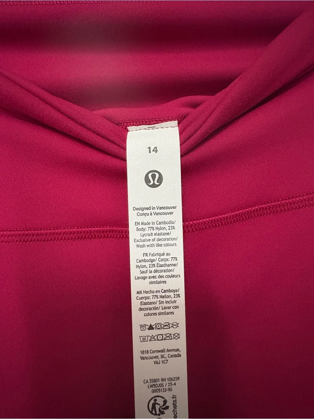 Lululemon Wunder Train High Rise Tight 25” Leggings Size 14 Magenta Pink